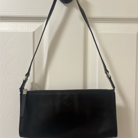 Monsac Black Leather Shoulder Bag - Picture 1 of 5